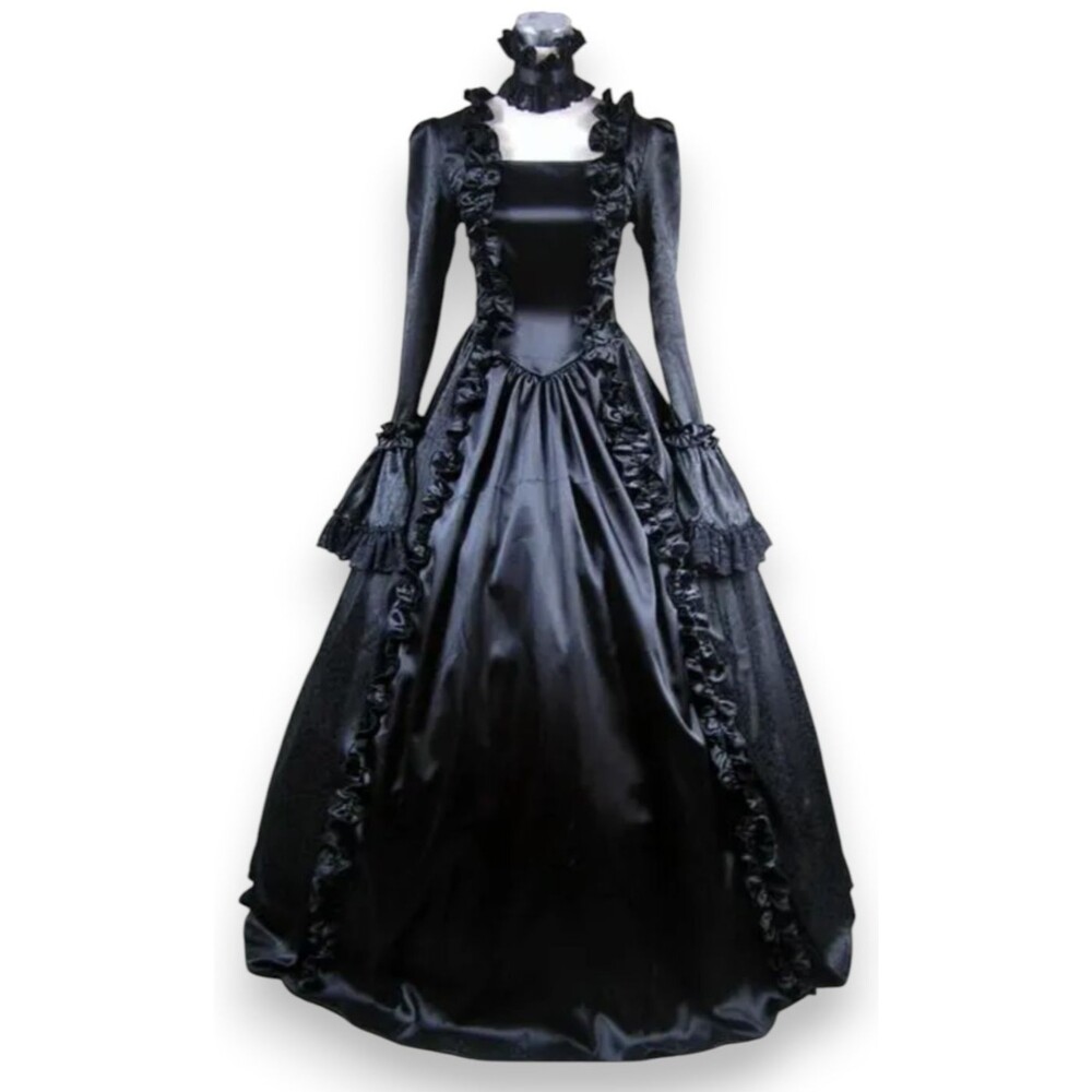 Victorian Choice Black Renaissance Fair Brocade Gothic Dress 3XL Steampunk Witch